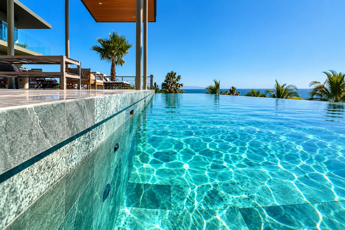 Alberca infinity con vista al mar